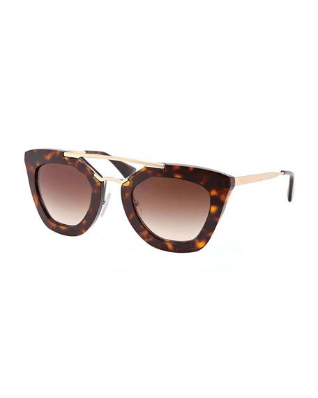 prada cat-eye double-bridge sunglasses havana|prada sunglasses spr 080 57017.